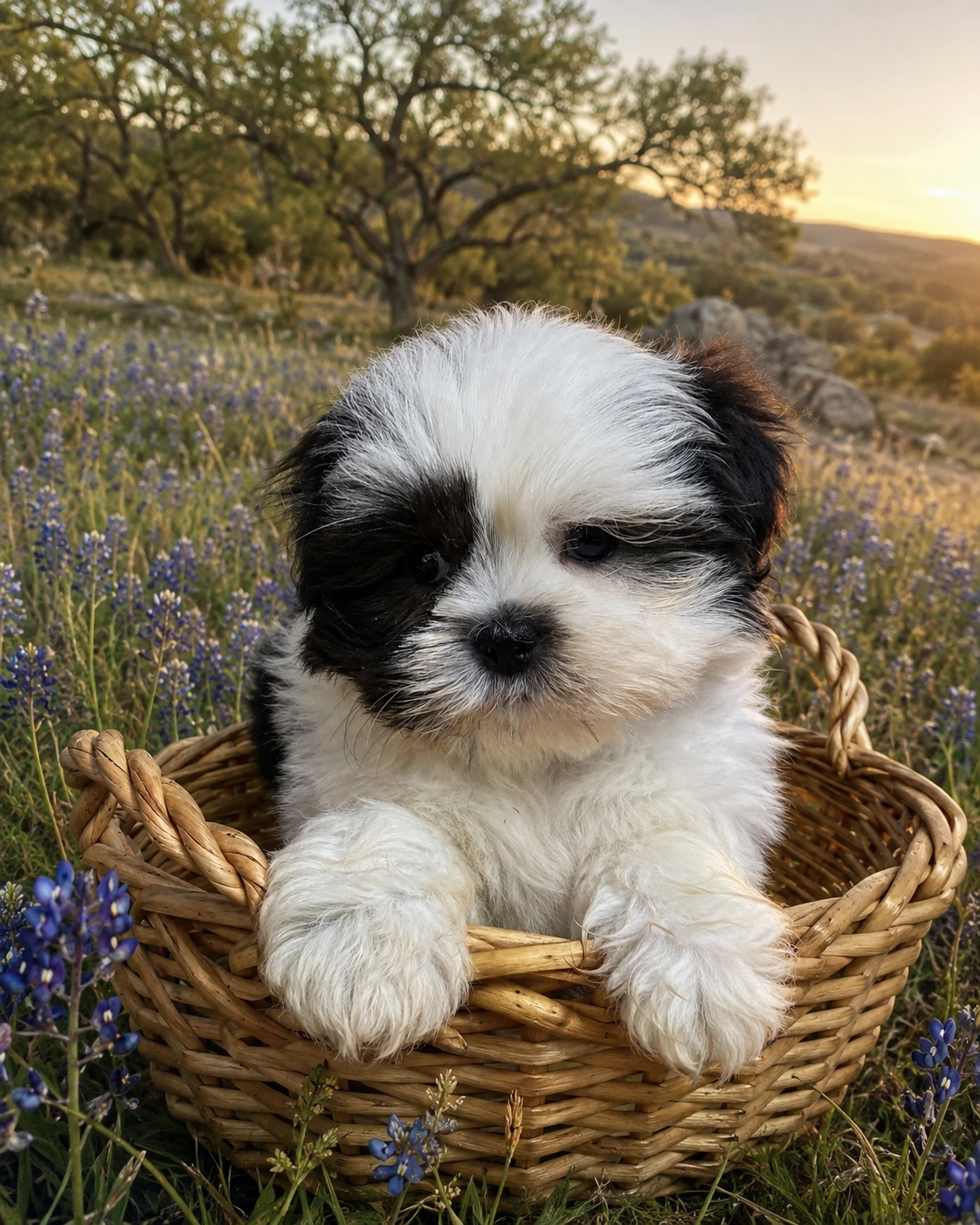 Shih Tzu puppy for sale in Austin, Texas with a cream and gold coat